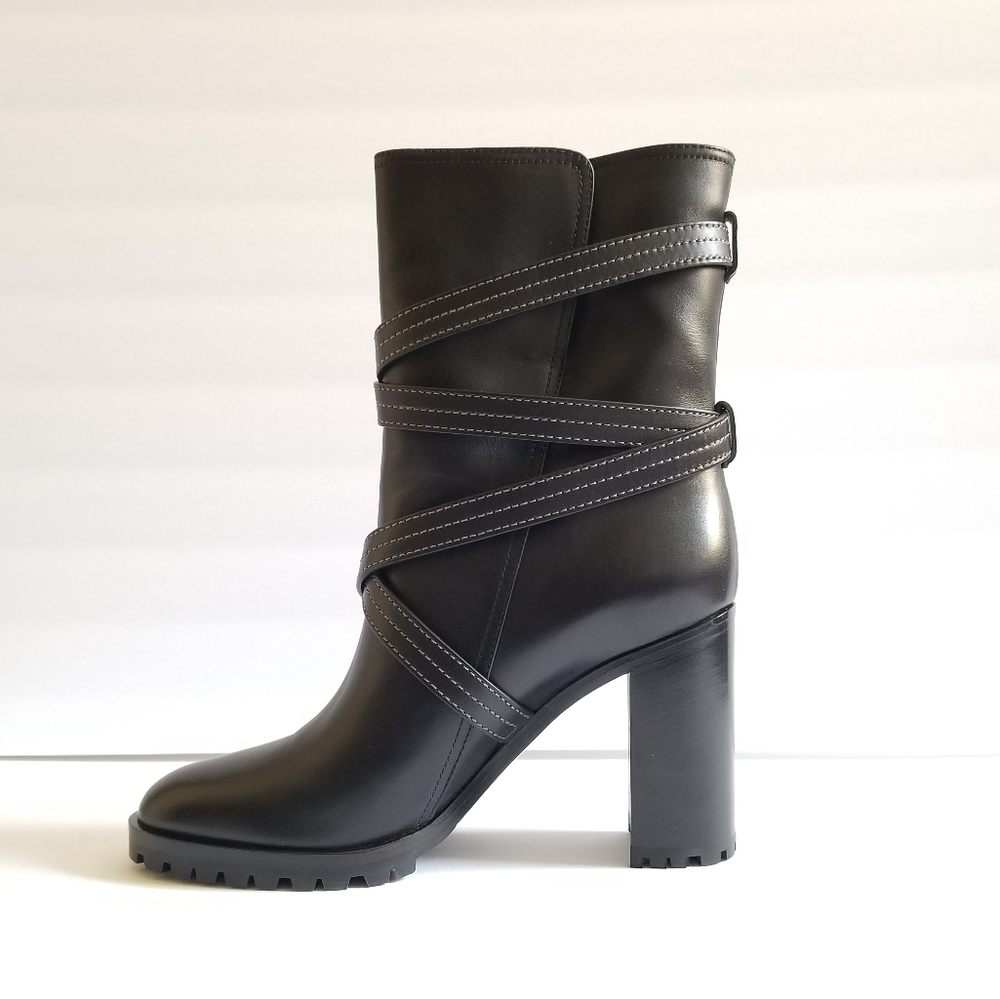 Gianvito Rossi Maren Leather Buckle Calf Boots Size EU 40 Black - Picture 3 of 13